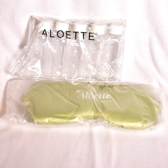 Aloette Silk Satin Sleep Eye Mask Night Cover Eye With Travel Bottle Set - Picture 1 of 3